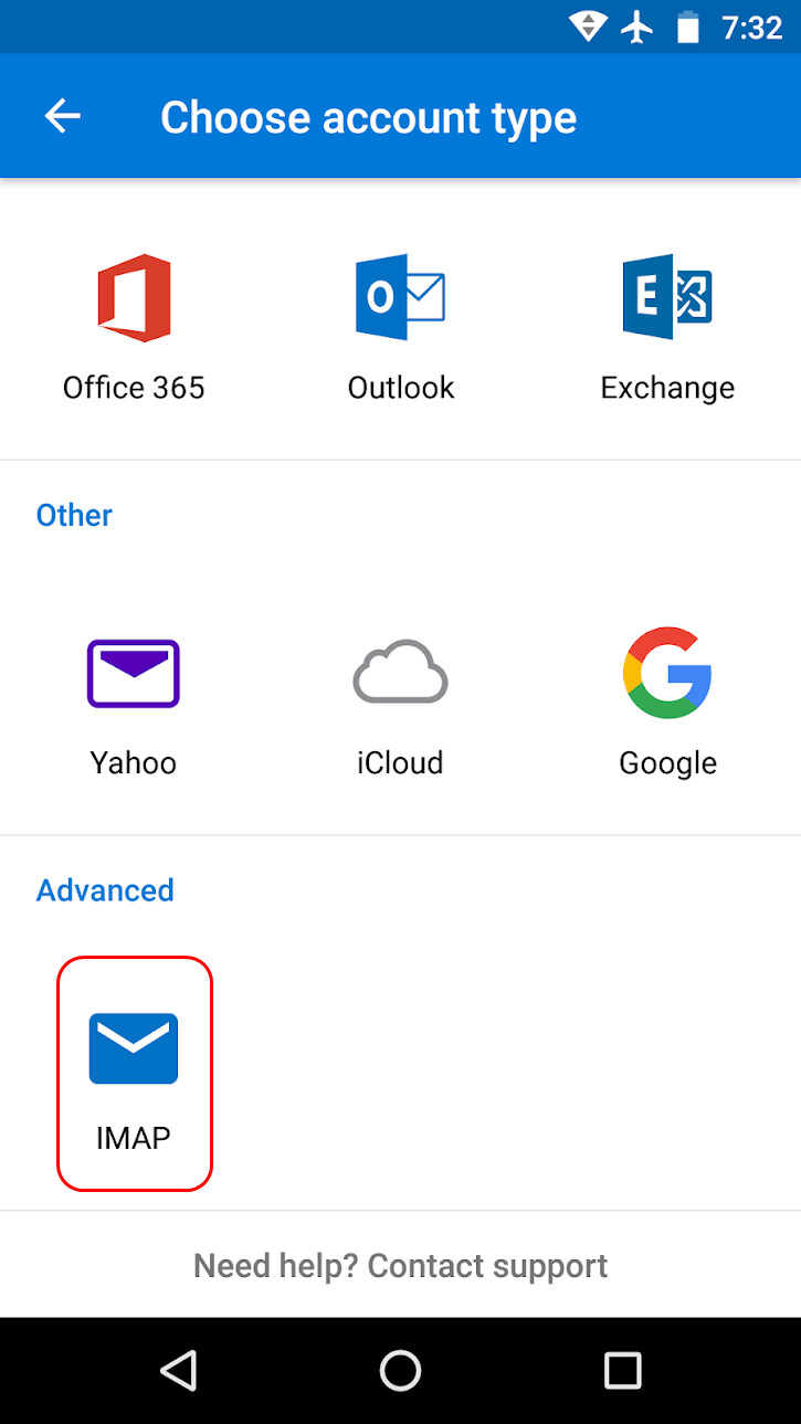 Setup Outlook For Android With IMAP Infologistix